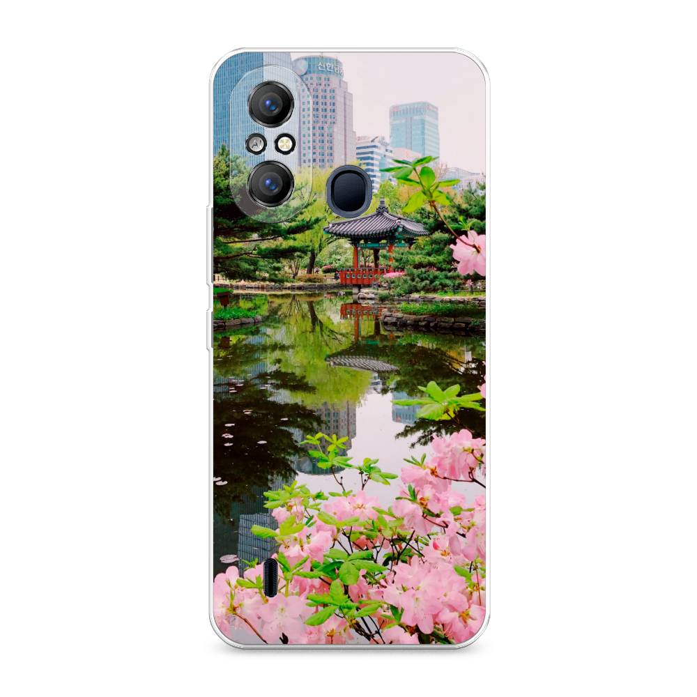 

Чехол на Itel A49 "Сакура возле озера", Зеленый;розовый;голубой, 3200750-2