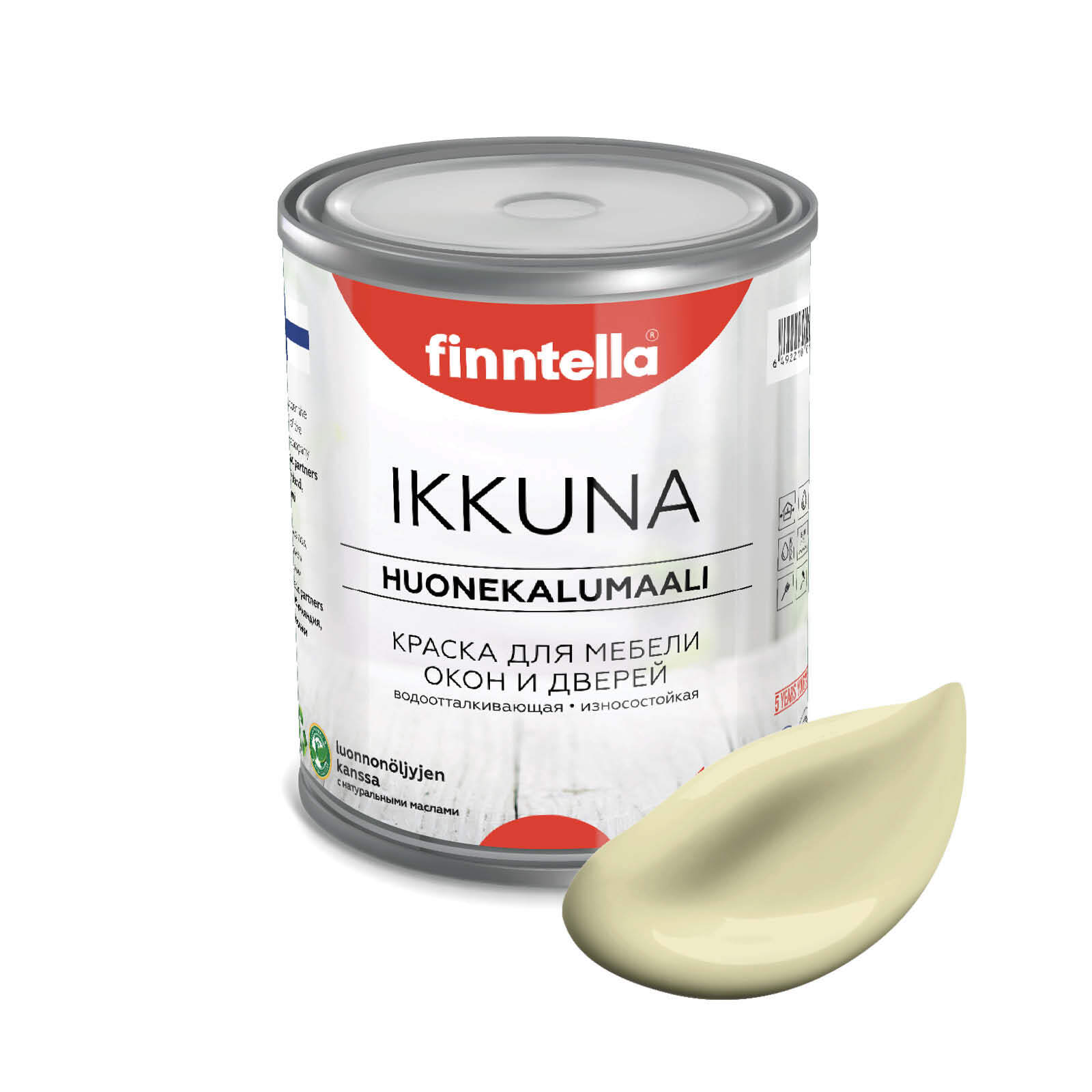 

Краска IKKUNA FINNTELLA Матовая, COCKTAIL Жемчужно-белый, 0,9л, IKKUNA для мебели и для дерева, для кухни и кухонных фасадов, для шкафов, для комодов и для деревянных поверхностей с натуральным маслом, без запаха|