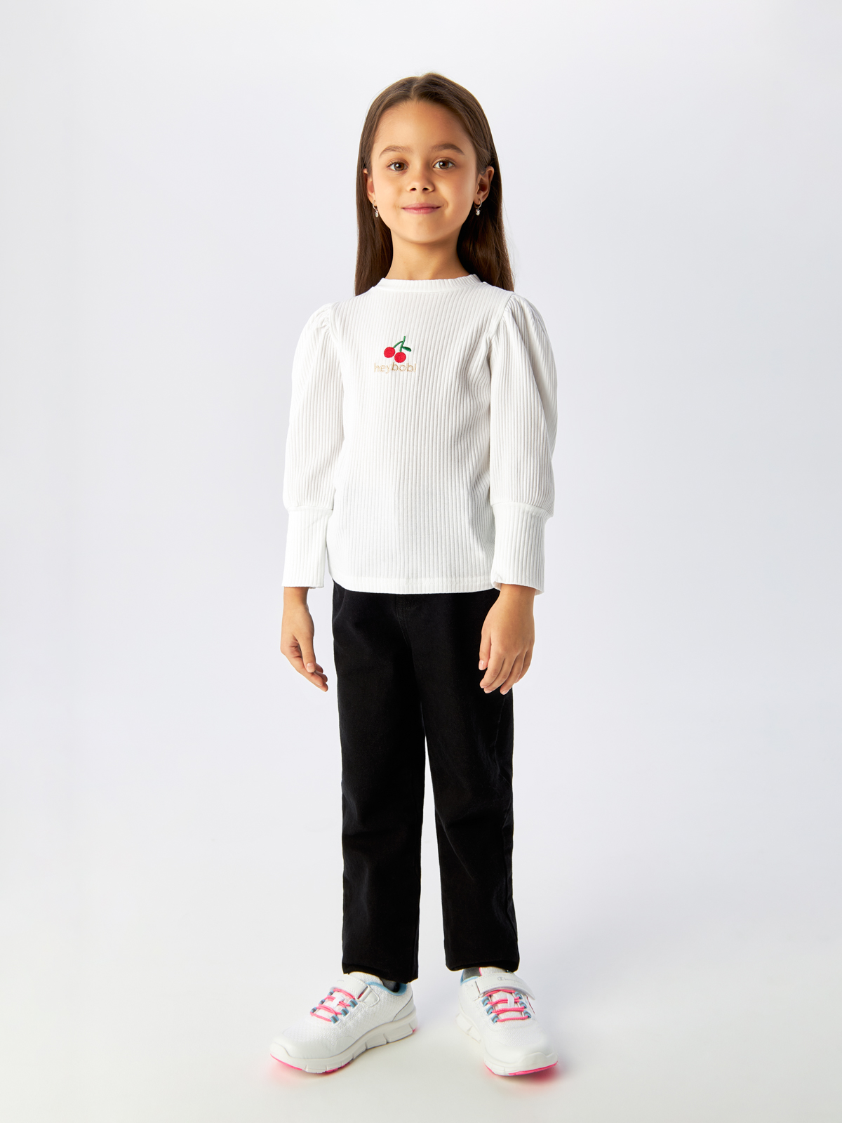 Лонгслив для девочек, 100 см, SDM23K0205-9 хлопковый комплект для девочек красный лонгслив и красные брюки
