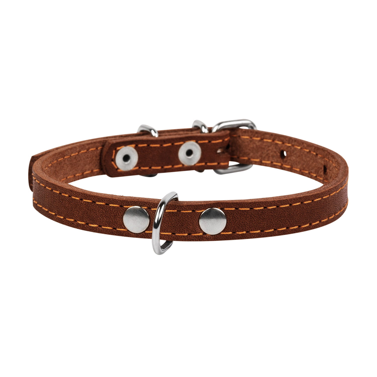 фото Ошейник для собак collar одинарный, кожаный, коричневый, 20 мм х 32-40 см