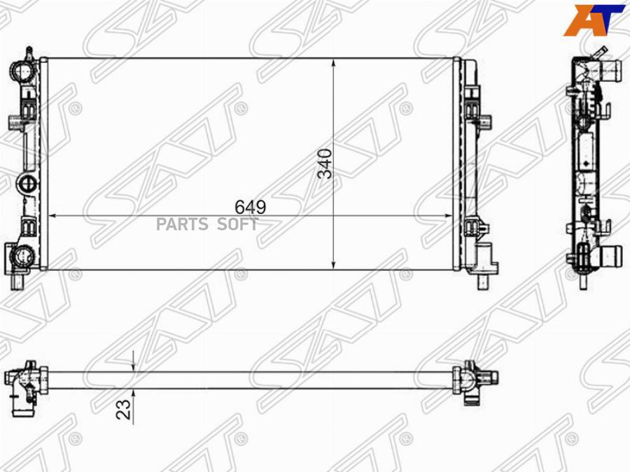 SAT Радиатор VOLKSWAGEN POLO SEDAN 10-/AUDI A1 10-/SEAT IBIZA 08-/SKODA FABIA/ROOMSTER 10-