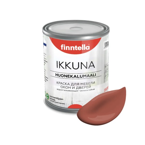

Краска IKKUNA FINNTELLA Матовая, TERRAKOTTA терракотовый, 0,9л, Серый, IKKUNA для мебели и для дерева, для кухни и кухонных фасадов, для шкафов, для комодов и для деревянных поверхностей с натуральным маслом, без запаха