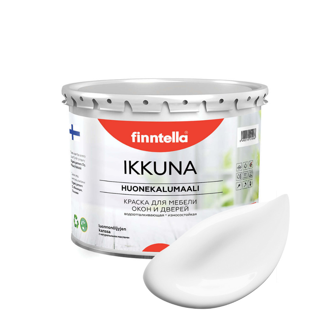 

Краска IKKUNA FINNTELLA Матовая, IKEA White белый, 2,7л, IKKUNA для мебели и для дерева, для кухни и кухонных фасадов, для шкафов, для комодов и для деревянных поверхностей с натуральным маслом, без запаха