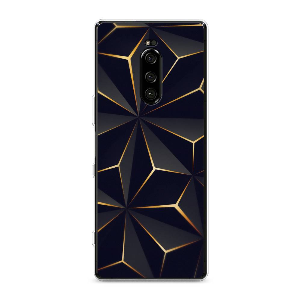 

Чехол на Sony Xperia 1 "Черные полигоны", Золотистый;черный, 54250-3