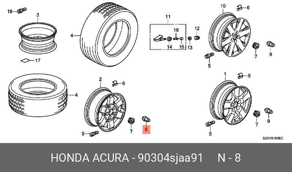 Гайка HONDA 90304SJAA91