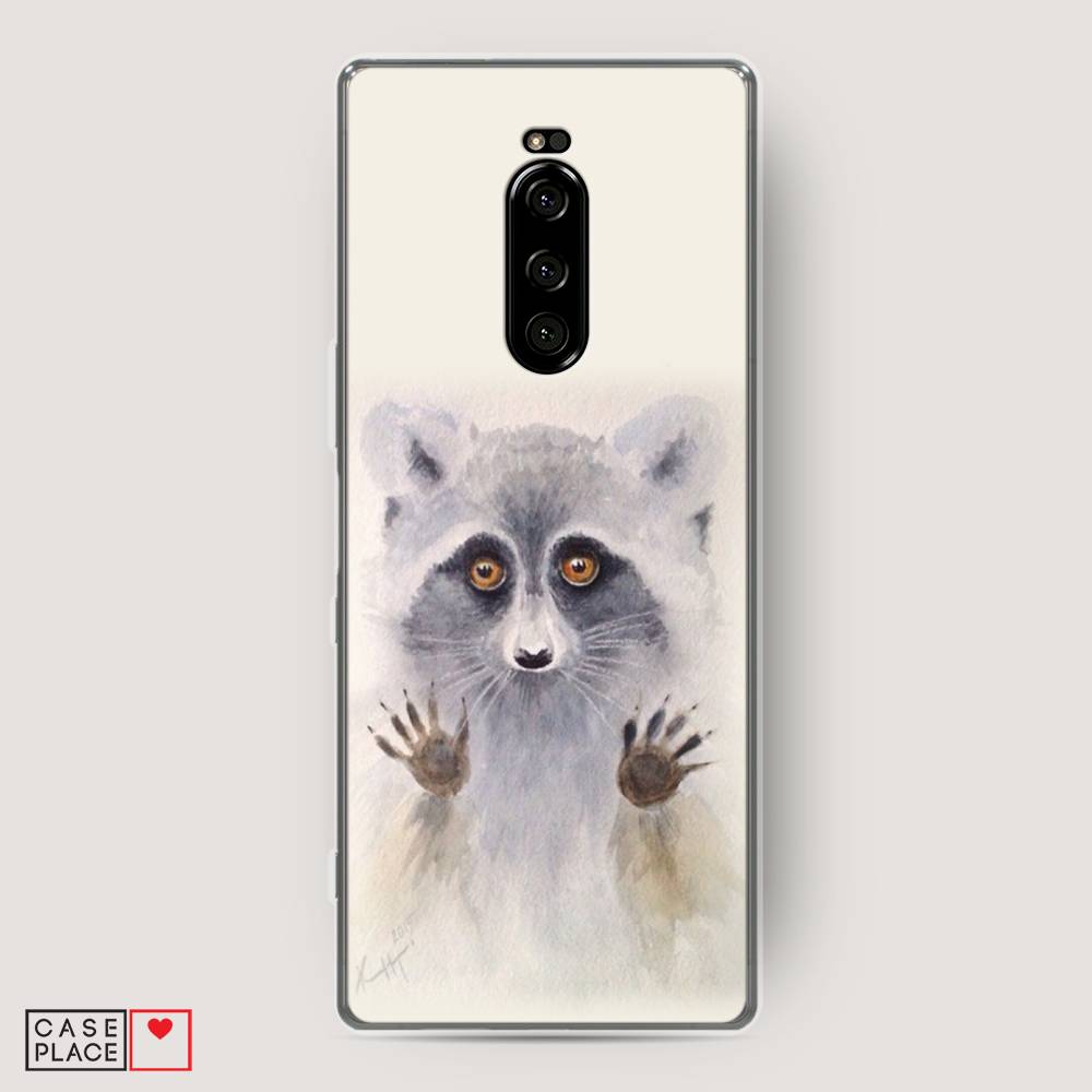 

Чехол на Sony Xperia 1 "Енот за стеклом", Бежевый;серый, 54250-4
