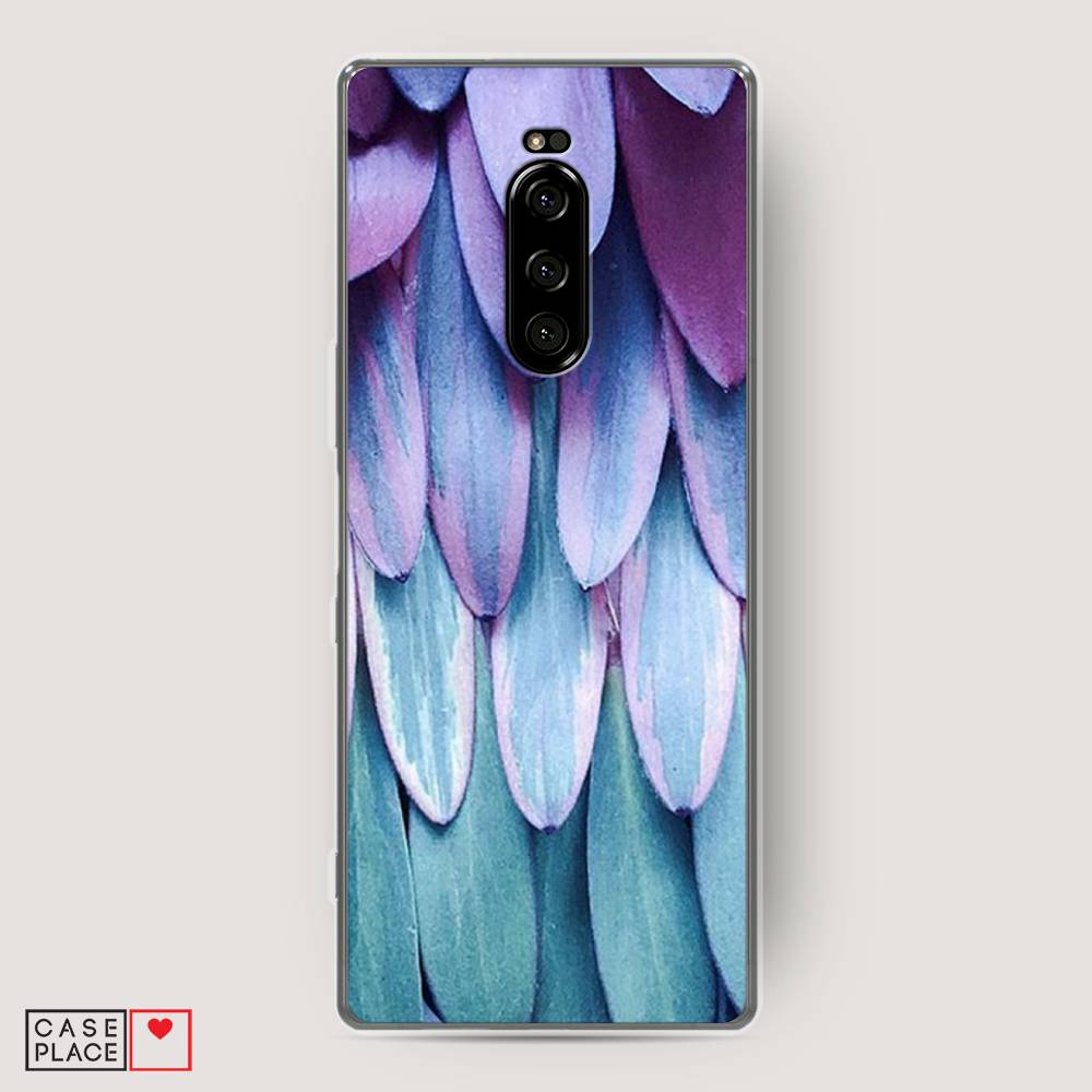 

Чехол на Sony Xperia 1 "Синее перо", Фиолетовый;голубой, 54250-3