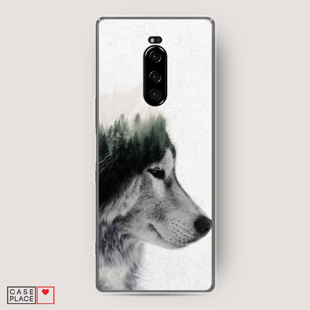 

Чехол на Sony Xperia 1 "Волк лес", Серый;белый, 54250-1