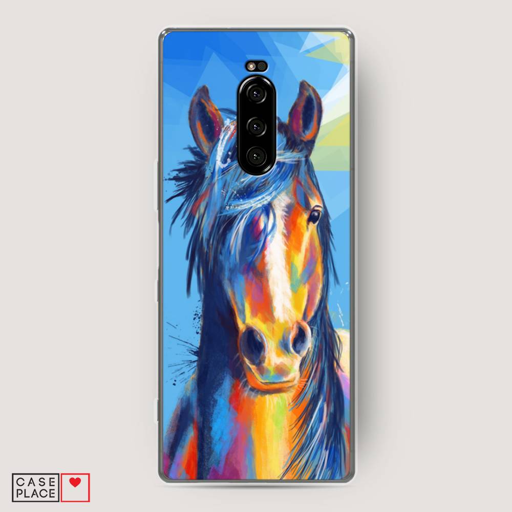 

Чехол на Sony Xperia 1 "Лошадь арт 3", Голубой;желтый;синий, 54250-1