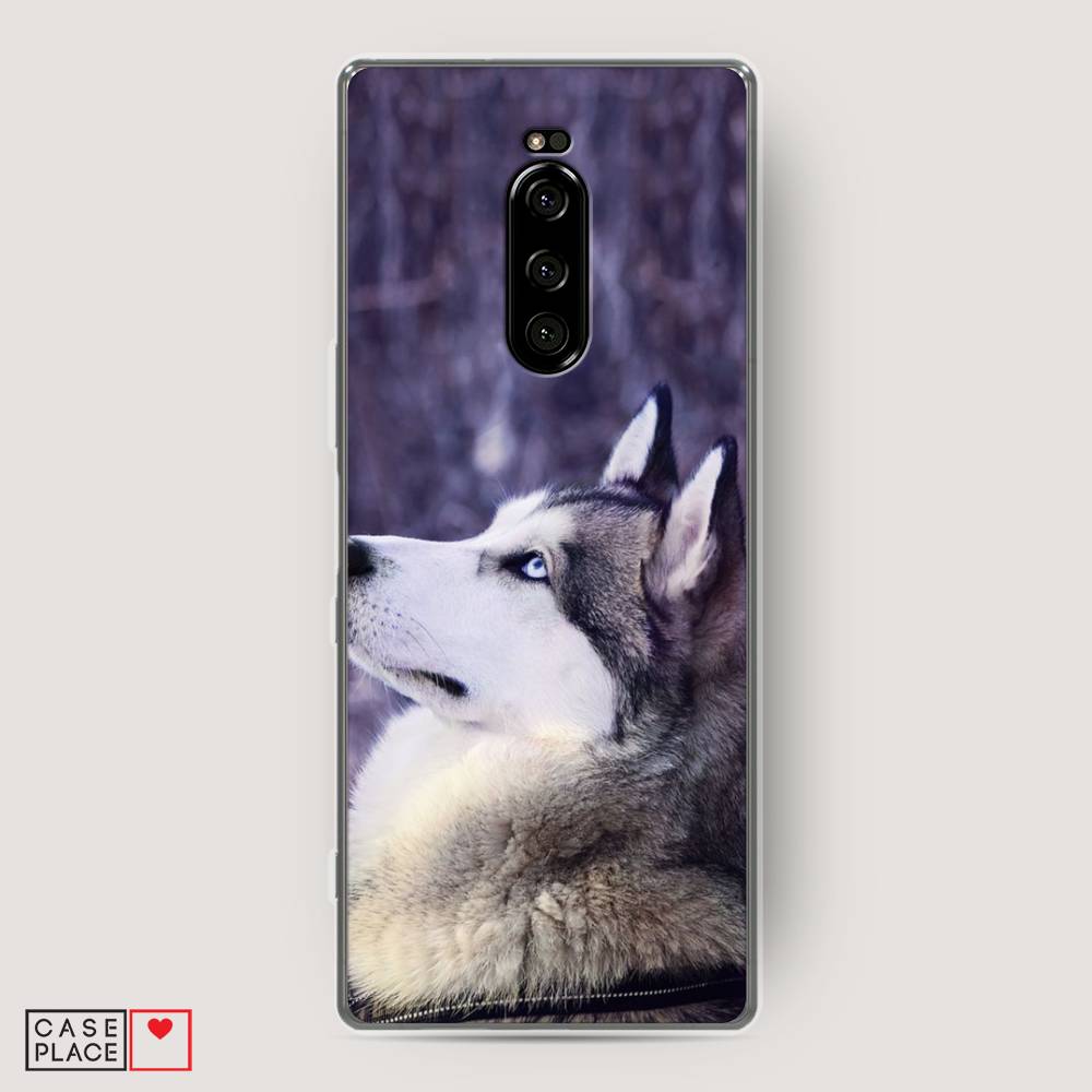 

Чехол на Sony Xperia 1 "Хаски 1", Фиолетовый;белый, 54250-1
