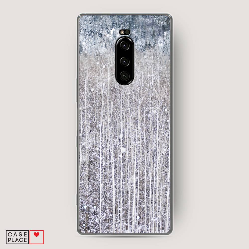 

Чехол на Sony Xperia 1 "Снежный лес", Бежевый;серый;белый, 54250-5