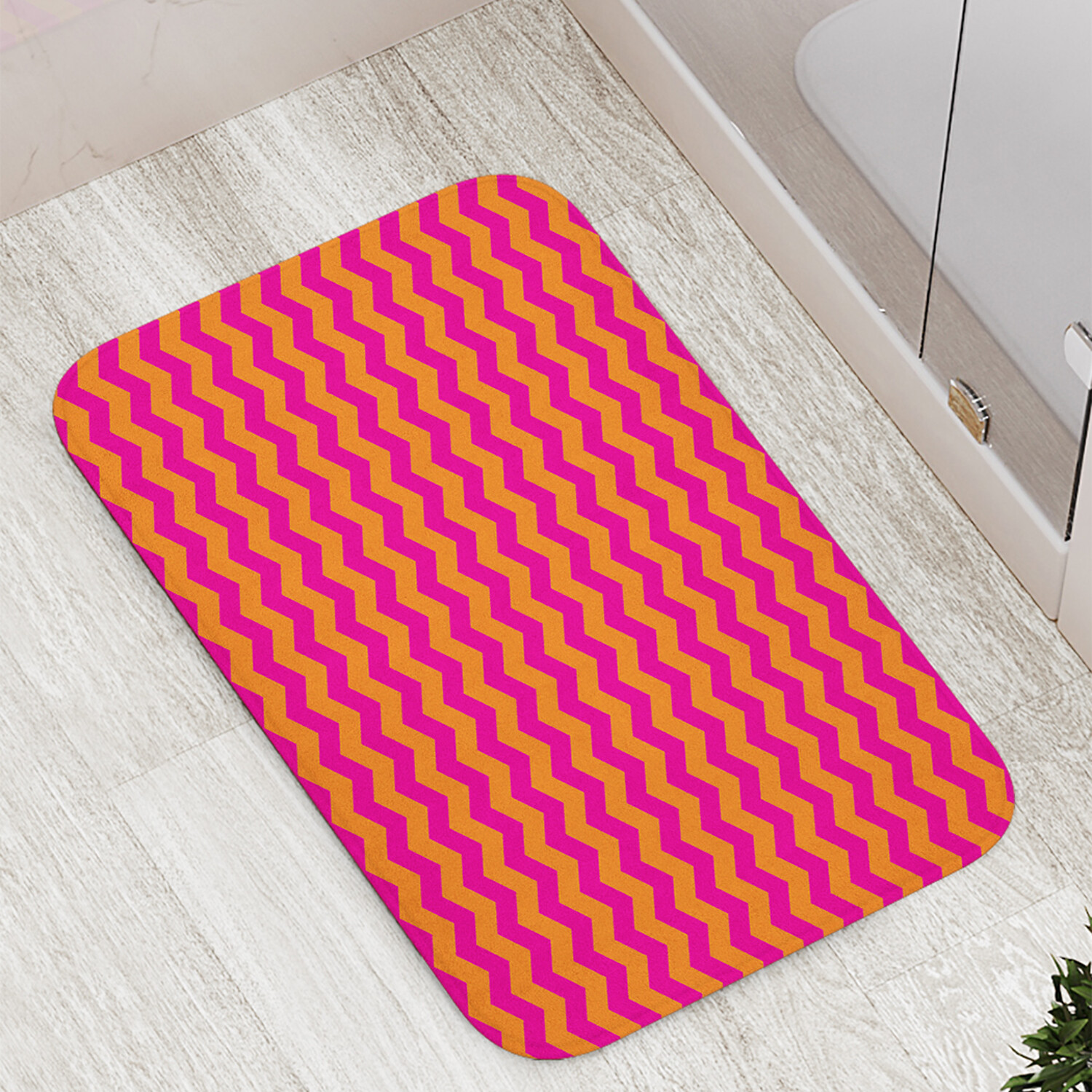 

Коврик JoyArty "Двухцветный контраст зигзагов" для ванной сауны бассейна 77х52 см, Двухцветный контраст зигзагов