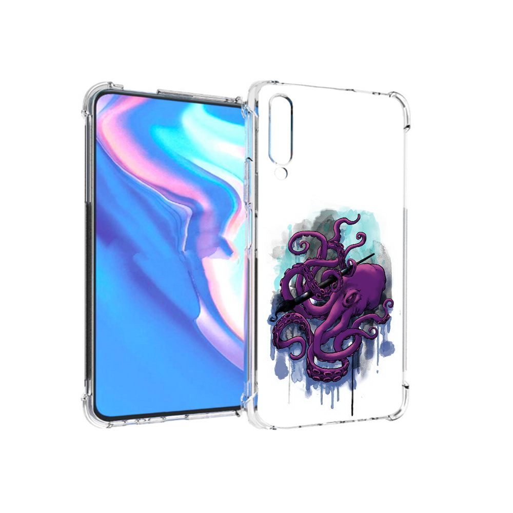 

Чехол MyPads Tocco для Honor 9X Pro фиолетовый осьминог, Прозрачный, Tocco