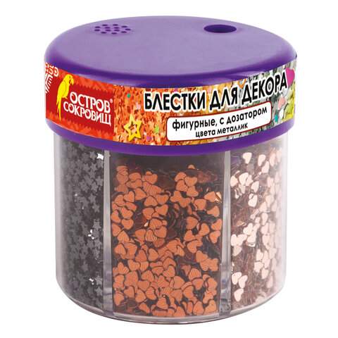 

Блестки (глиттер) для декора ОСТРОВ СОКРОВИЩ, 6цв. По 9гр., арт. 191373 - (3 набора), Разноцветный