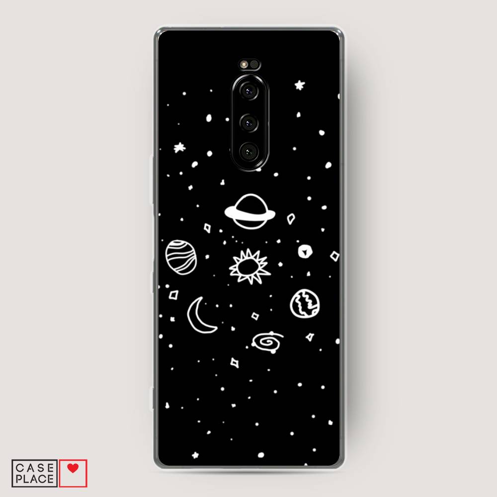 

Чехол на Sony Xperia 1 "Дудл солнечной системы", Бежевый;серый, 54250-2