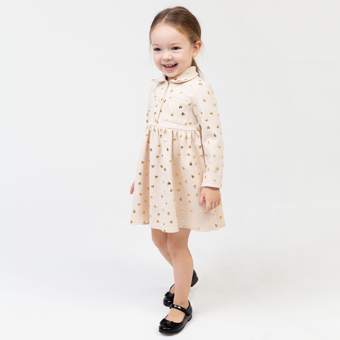 

Платье детское KAFTAN Сердечки, р. 36 (134-140), бежевый, Сердечки-1