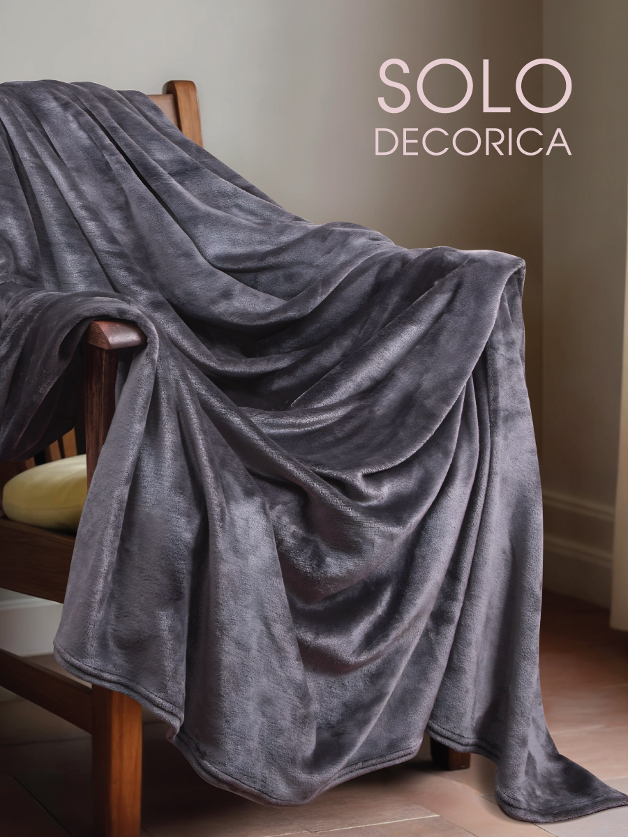 Плед Solo Decorica 150х200 см гладкий велсофт цвет темно-серый