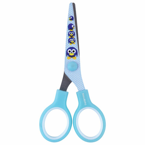 

Ножницы Brauberg Kid Series, 130 мм, голубые, Пингвины, 232271, 12 шт, Голубой