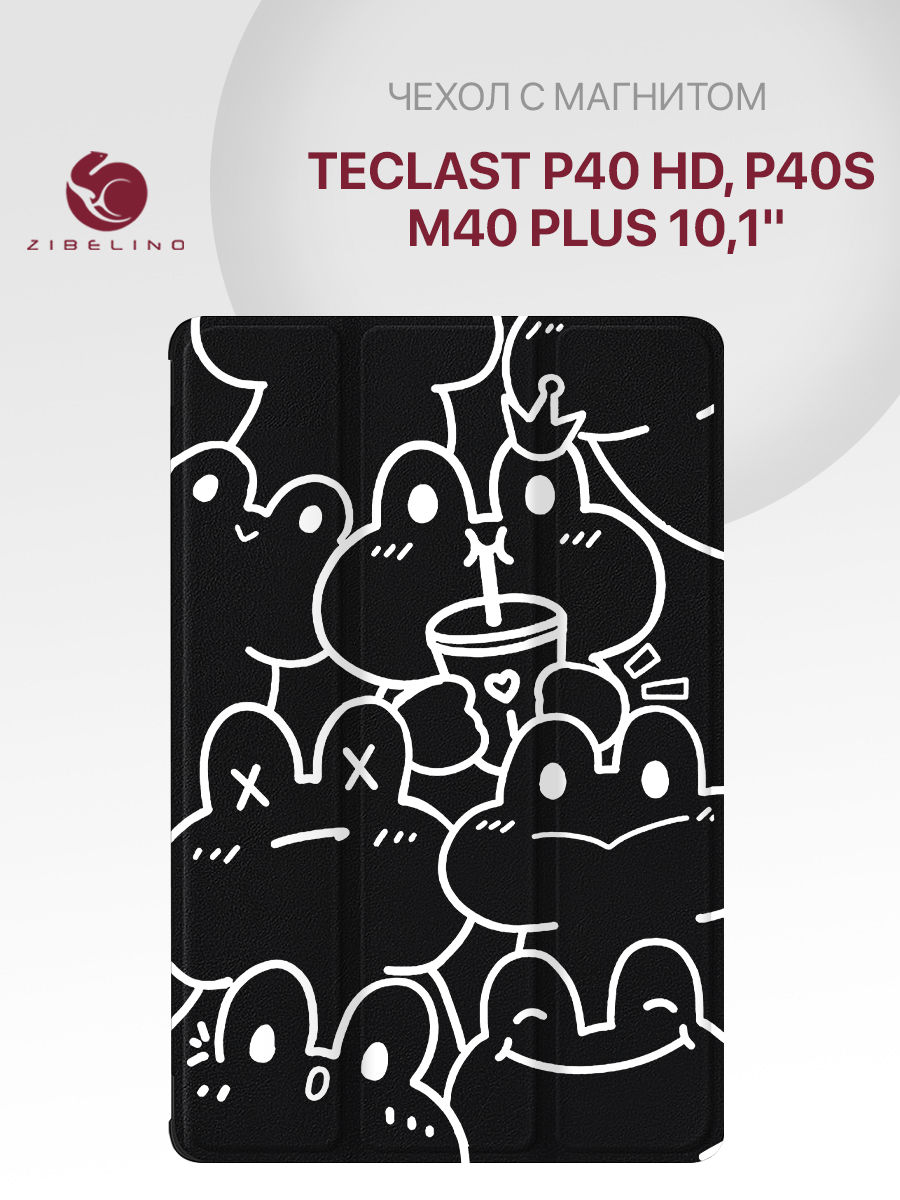 

Чехол для Teclast P40 HD, P40s, Teclast M40 Plus (10.1") с магнитом, черный с принтом, ZT-TLS-P40HD