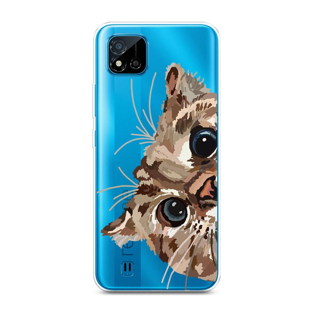 

Чехол на Oppo Realme C11 (2021) "Любопытный кот", Коричневый;синий;черный, 257550-1