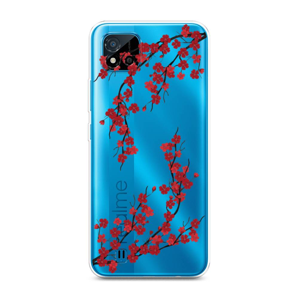 

Чехол на Oppo Realme C11 (2021) "Красная сакура", Красный;черный, 257550-2