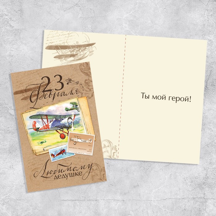 

Открытка «Дедушке на 23 февраля», самолет, 12 х 18 см, 23 Февраля