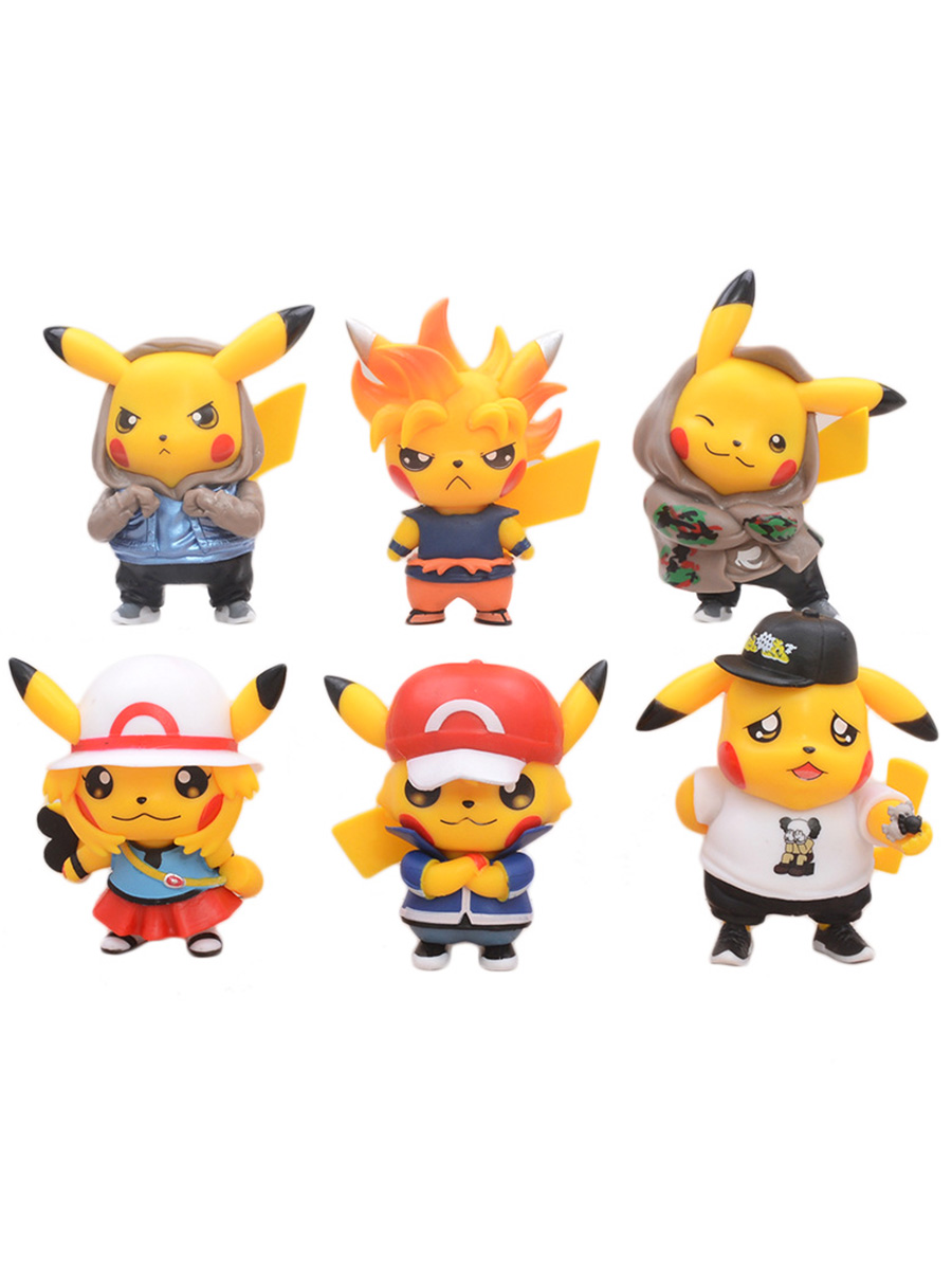 Фигурки покемон Пикачу 6 образов pokemon Pikachu неподвижные 8-10,5 см бейсболки cl pkm2 3 pik6 junior pokemon pikachu желтый желтый