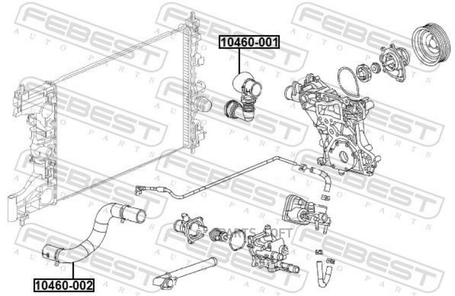 Febest 10460-002 Патрубок Системы Охлаждения Chevrolet Cruze 2010-2017 10460-002