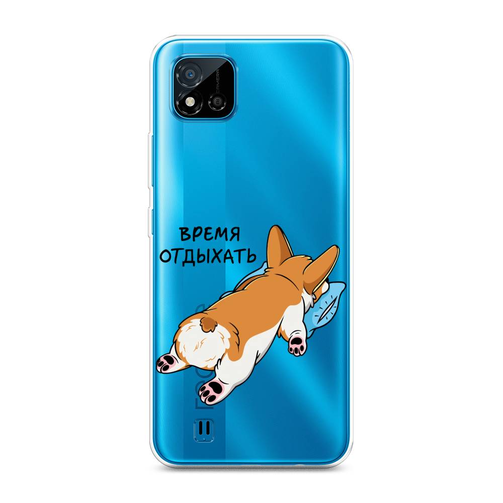 

Чехол на Oppo Realme C11 (2021) "Корги отдыхает", Черный;коричневый;голубой, 257550-1