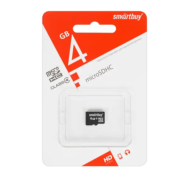 Карта памяти Smartbuy MicroSDHC 4GB Class4 465₽