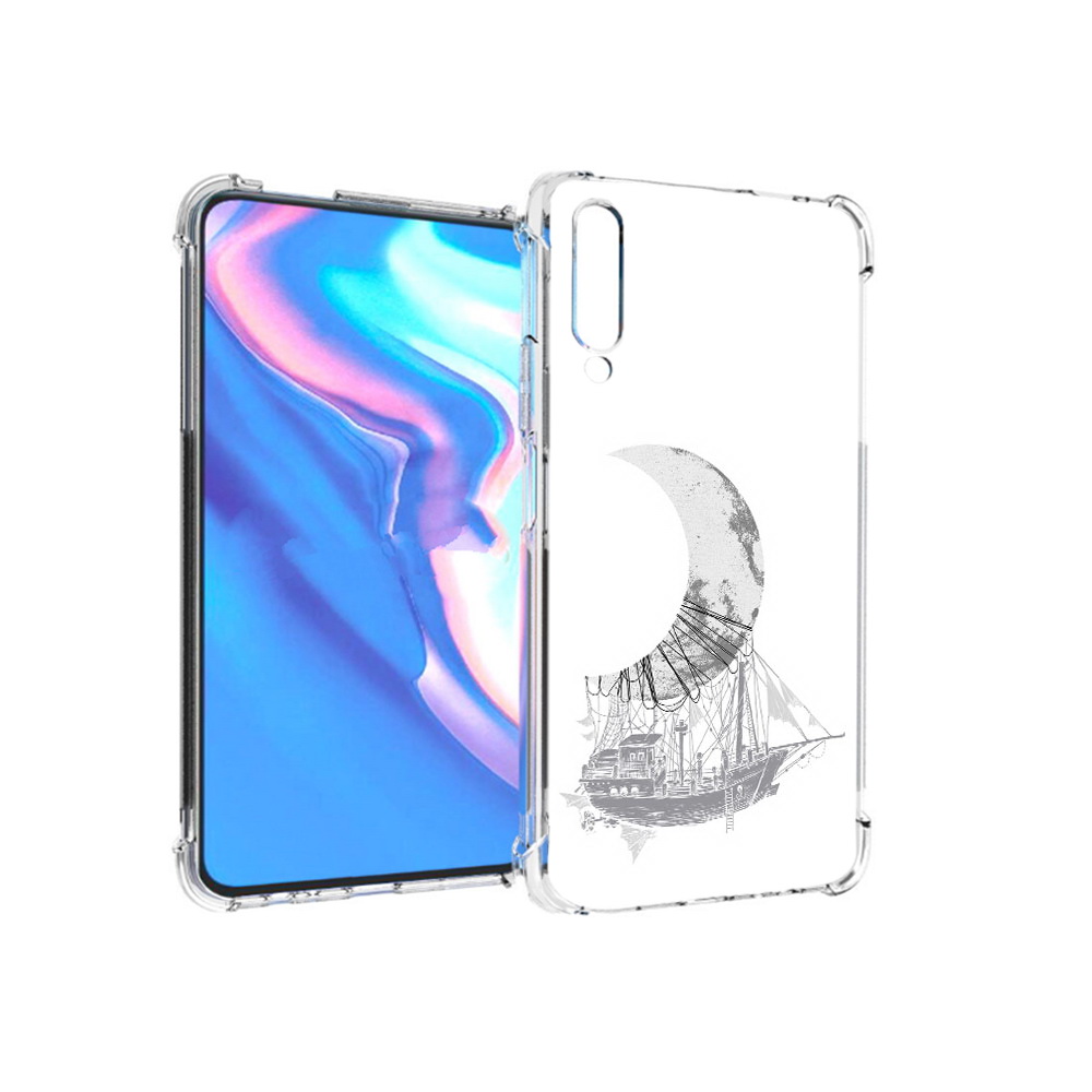 

Чехол MyPads Tocco для Honor 9X Pro черно белый корабль полумесяц, Прозрачный, Tocco