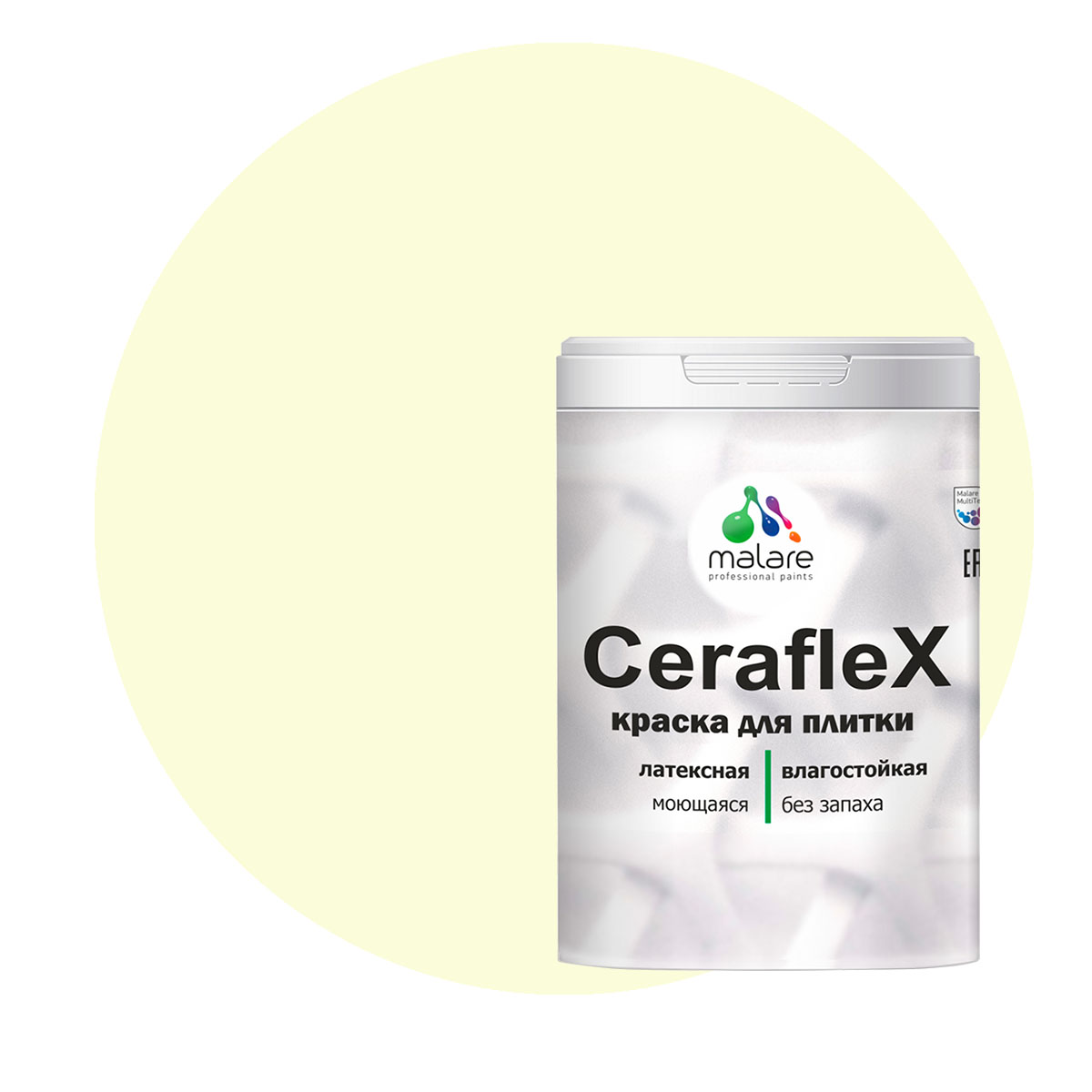 

Краска Malare Ceraflex для кафельной плитки и стен в ванной, слоновая кость, 2 кг, Бежевый, Ceraflex-1
