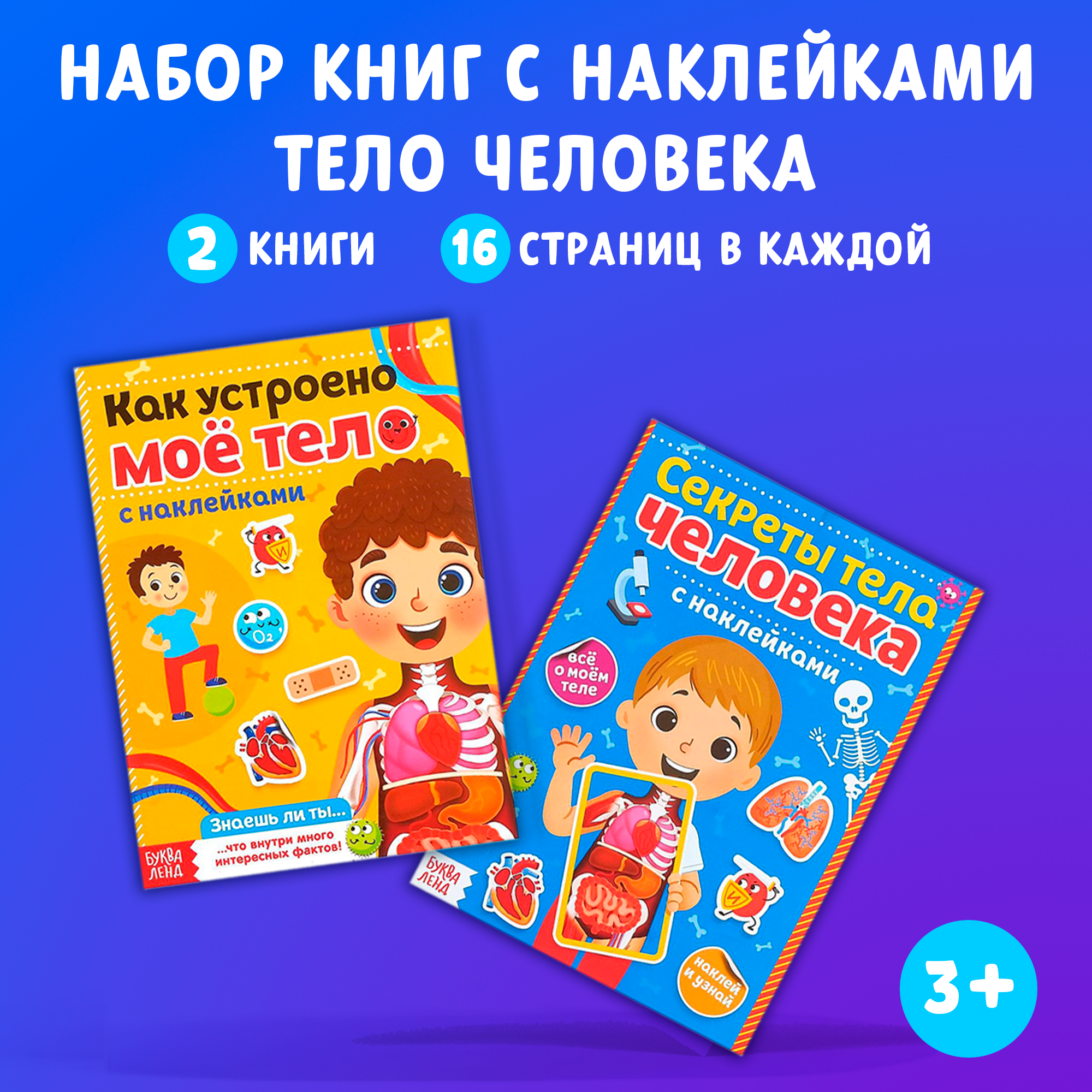 

Набор наклеек БУКВА-ЛЕНД «Тело человека», 2 шт. по 16 стр., 4859821-1