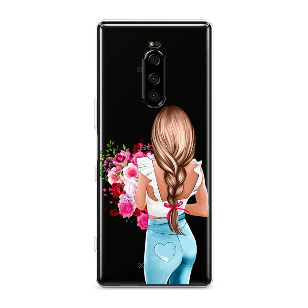 

Чехол на Sony Xperia 1 "Девушка с цветами", Коричневый;розовый;голубой, 54250-6