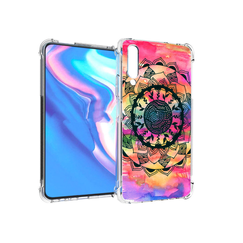 

Чехол MyPads Tocco для Honor 9X Pro яркая абстракция круглый цветок, Прозрачный, Tocco