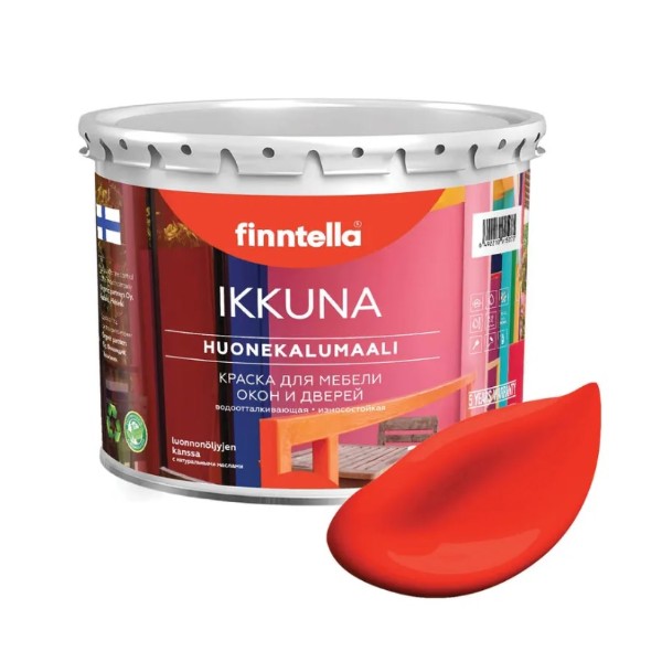 

Краска IKKUNA FINNTELLA Матовая, PAVUT тёмно-красный, 2,7л, IKKUNA для мебели и для дерева, для кухни и кухонных фасадов, для шкафов, для комодов и для деревянных поверхностей с натуральным маслом, без запаха