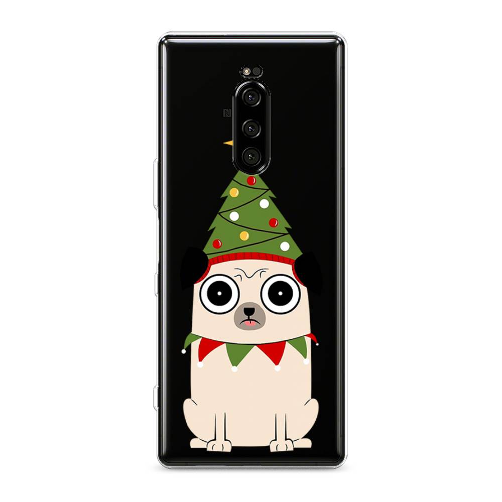 

Чехол на Sony Xperia 1 "Собачка с ёлочкой", Бежевый;красный;зеленый, 54250-1
