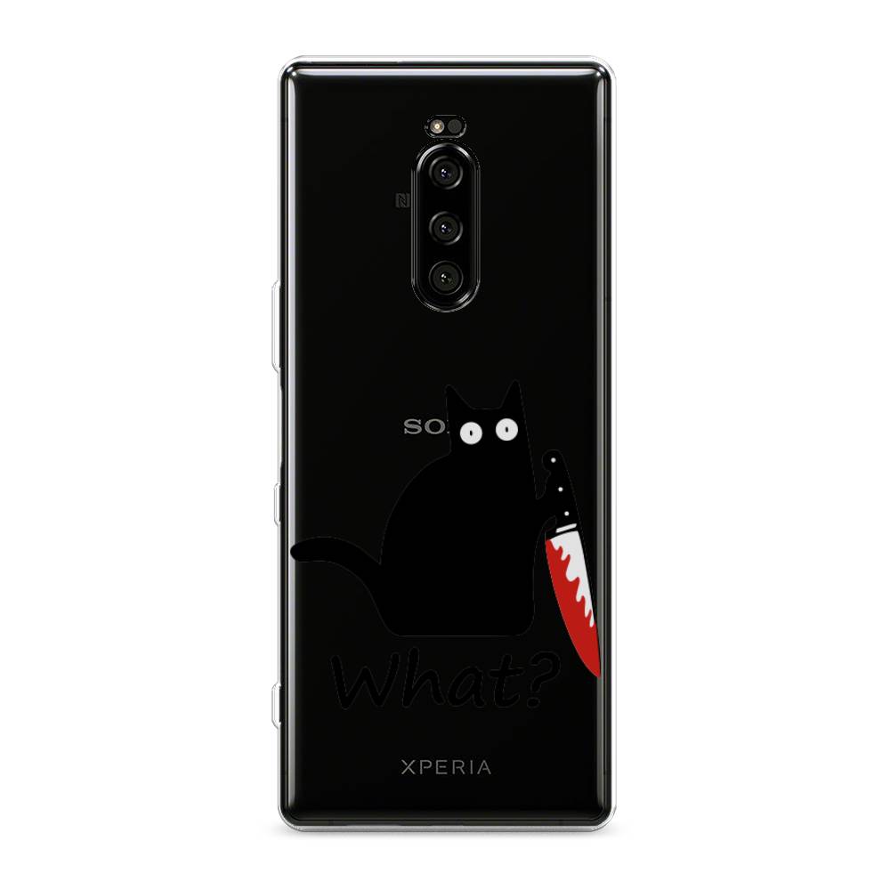 

Чехол на Sony Xperia 1"Котик с ножом", Черный;красный, 54250-6