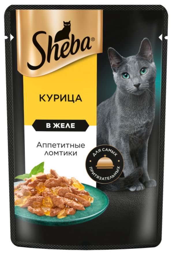 

Корм влажный для кошек Sheba Ломтики в желе, курица, 75 г, Pleasure