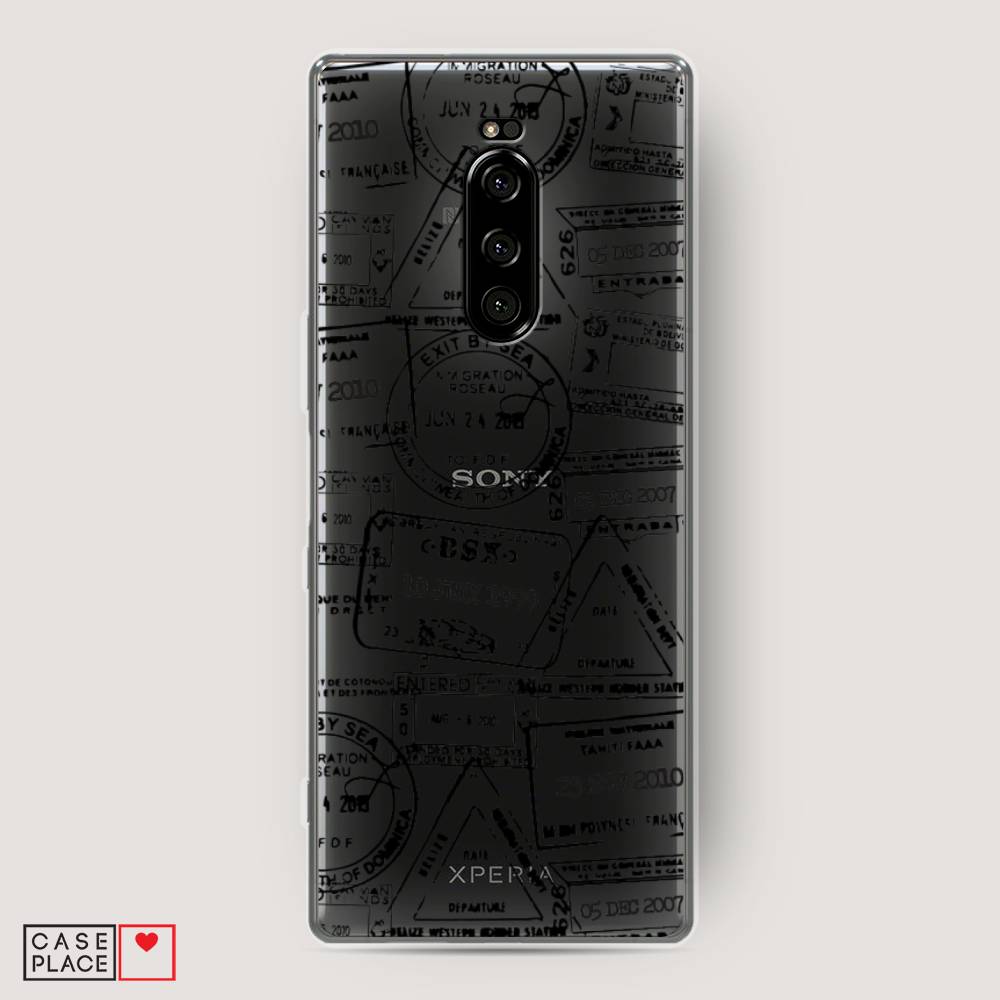 

Чехол на Sony Xperia 1 "Visa stamps 2", Белый;черный;серый, 54250-2