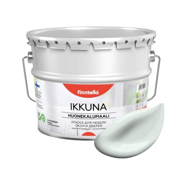 

Краска IKKUNA FINNTELLA Матовая, JAATA светло-голубой, 9л, IKKUNA для мебели и для дерева, для кухни и кухонных фасадов, для шкафов, для комодов и для деревянных поверхностей с натуральным маслом, без запаха
