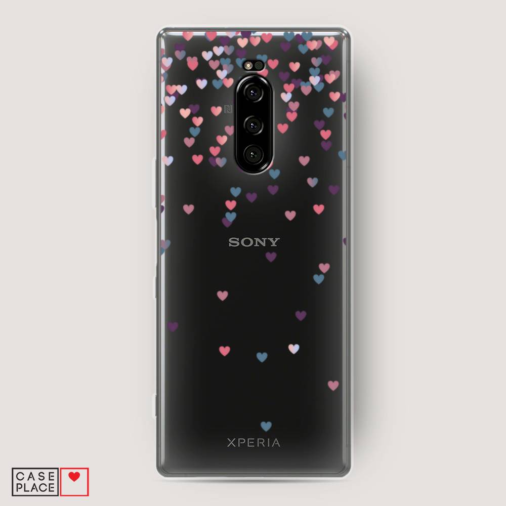 

Чехол на Sony Xperia 1 "Посыпка сердечки", Розовый;фиолетовый, 54250-3