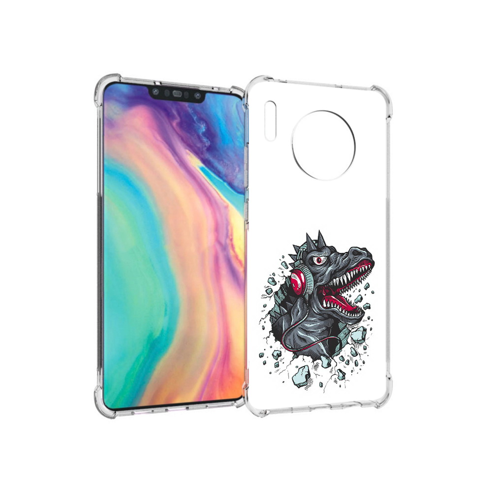 

Чехол MyPads Tocco для Huawei Mate 30 Нарисованный динозавр в наушниках, Прозрачный, Tocco