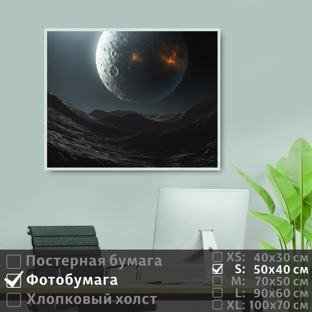 

Постер на фотобумаге ПолиЦентр Луна в космической галактике 50х40 см, ЛунаВКосмическойГалактике