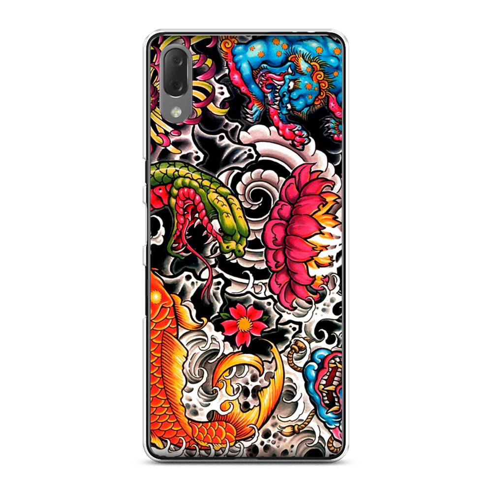 

Чехол на Sony Xperia L3 "Японское искусство", Красный;оранжевый;голубой, 54450-4