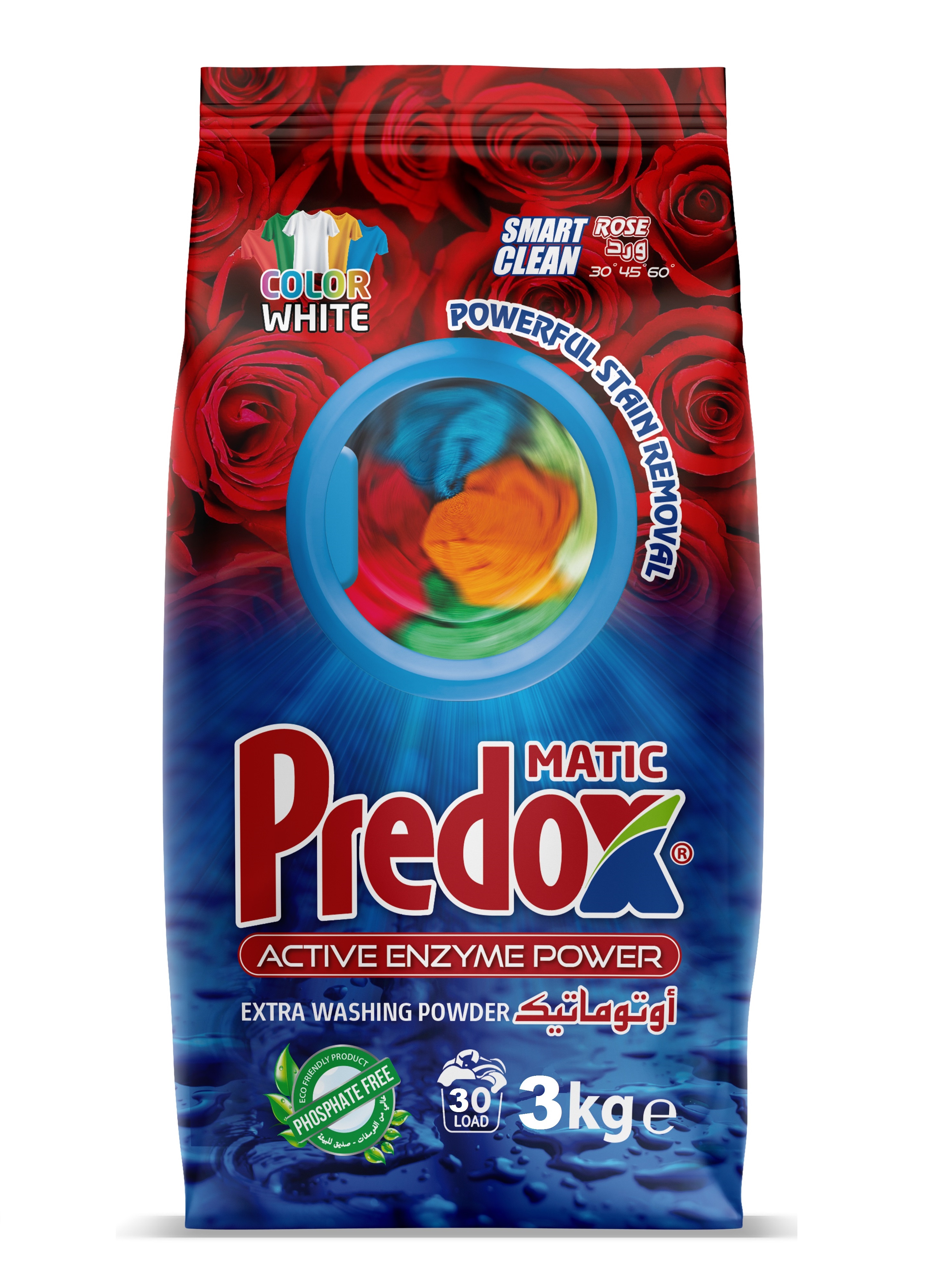 Стиральный порошок Predox автомат для белого и цветного белья с ароматом розы 3кг