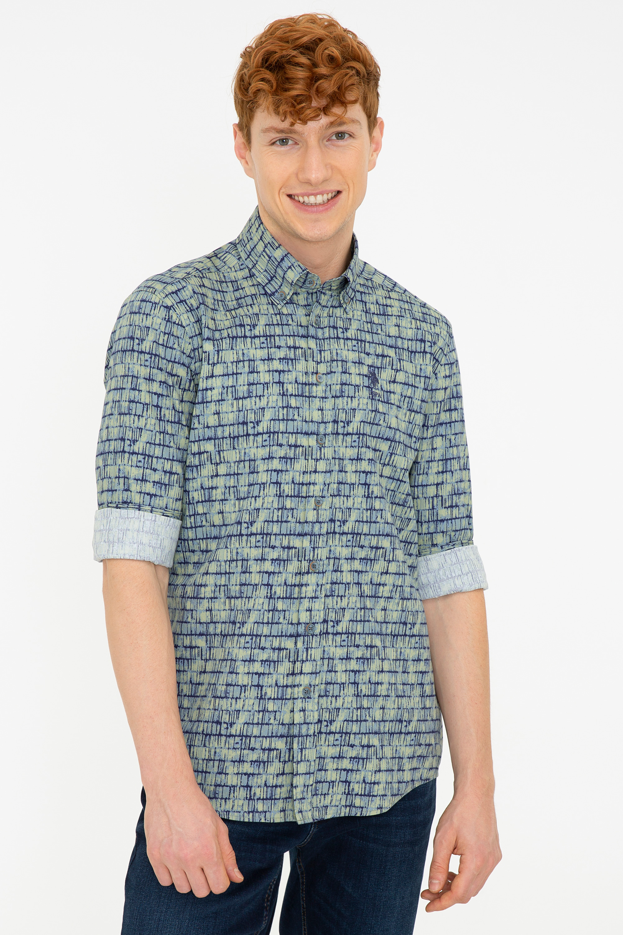 

Рубашка мужская U.S. POLO Assn. G081SZ0040SLANA синяя M, G081SZ0040SLANA