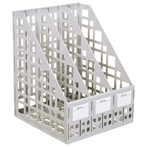 

Лоток вертикальный для бумаг (250х245х295 мм), 3 отделения, серый, ЛТВ-63719, 2 шт