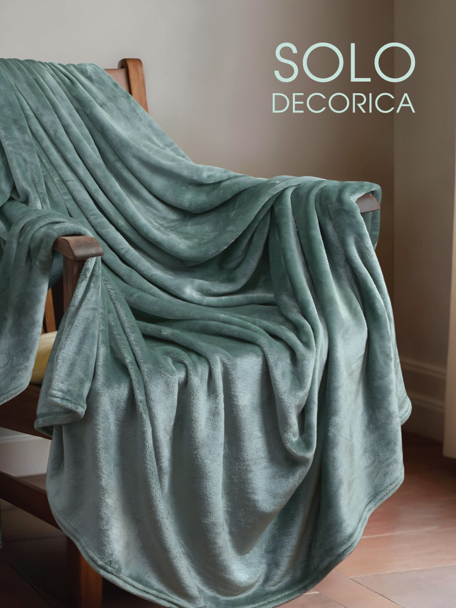 Плед Solo Decorica 150х200 см гладкий велсофт цвет шалфей