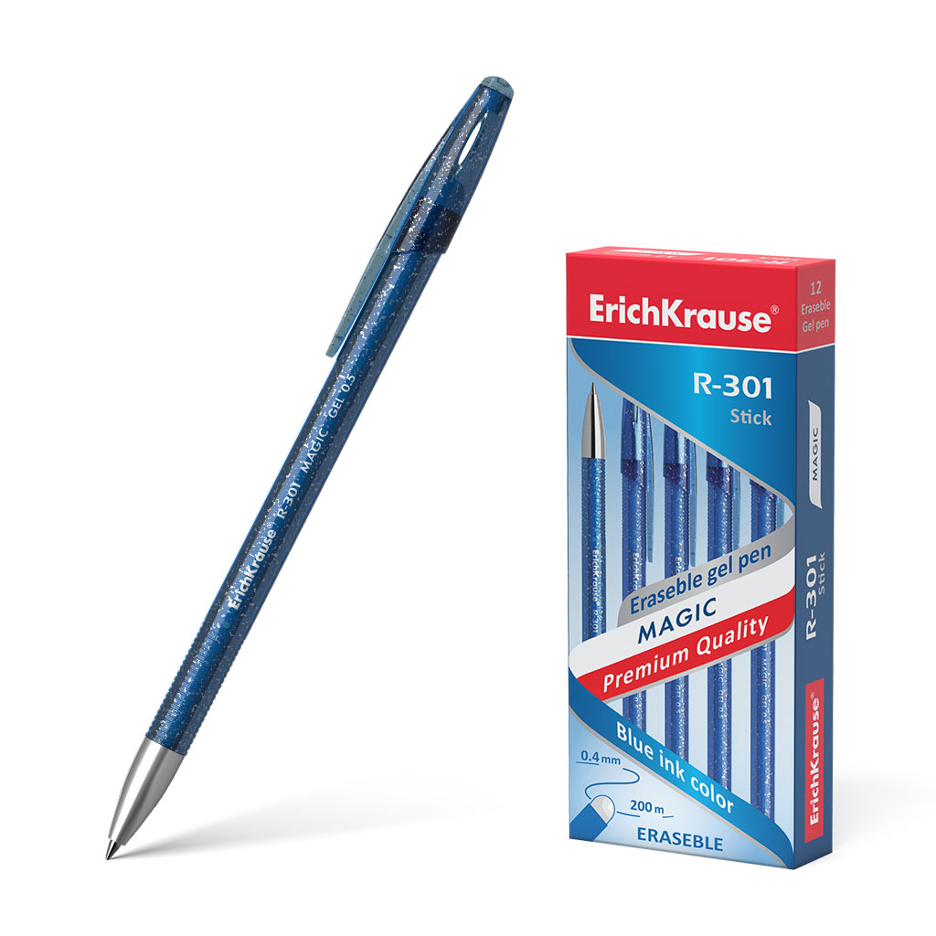 

Ручка гелевая ErichKrause R-301 Magic Gel Stick 0,5 стираемыми чернилами, синяя 12 шт, R-301